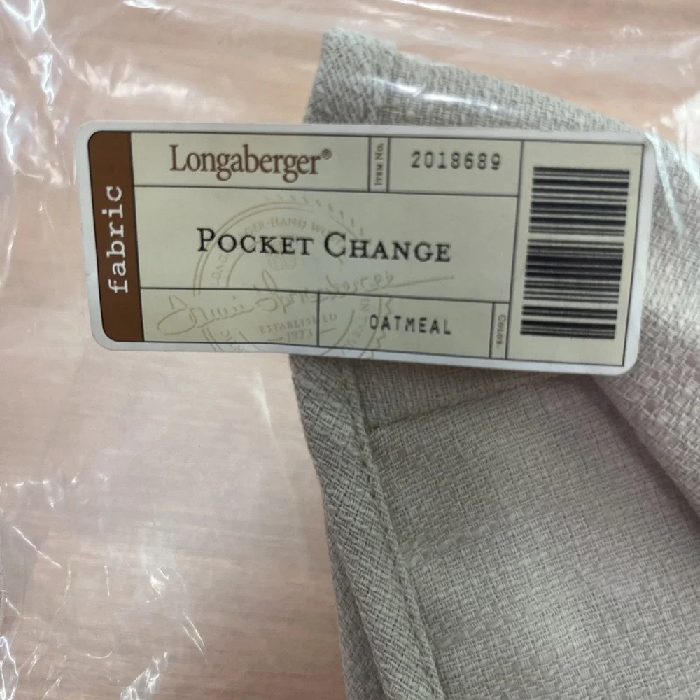 Longaberger Fabric Liner‎ for Pocket Change Basket in Oatmeal 2018689 NEW